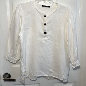 NEW ZARA WHITE LINEN TOP